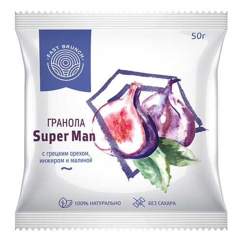 Гранола Fastbrunch SuperMan с грецким орехом, инжиром и малиной 3 саше в Слата