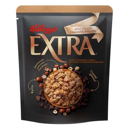 Гранола-мюсли хрустящая Kellogg's Extra с темным шоколадом и фундуком 300 г в Слата