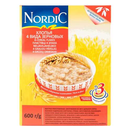 Хлопья 4 злака Nordic 600 г в Слата