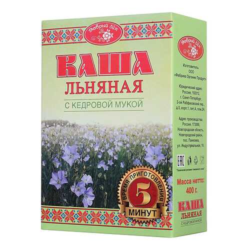 Каша Добрый Лен льняная с кедровой мукой 400 г в Слата
