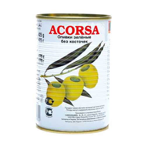 Оливки Acorsa зеленые крупные без косточки 425 г в Слата