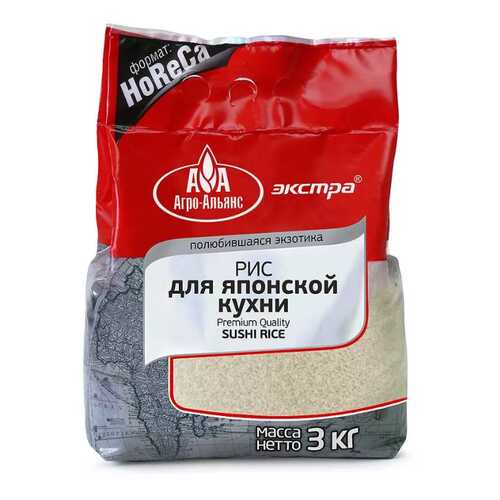 Крупа рисовая Агро-Альянс шлифованная рис для японской кухни для суши 3 кг в Слата