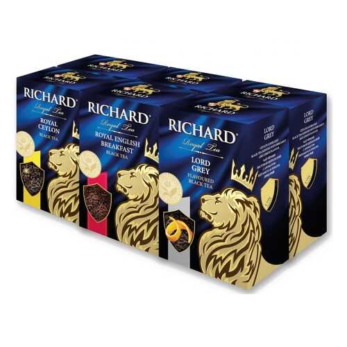 Набор чая Richard Royal Ceylon, Royal English Breakfast, Lord Grey черный листовой 6*90 г в Слата