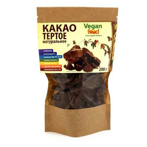 Какао-тертое натуральное Vegan Food 200 г в Слата
