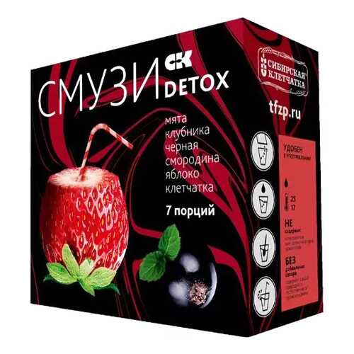 Смузи Сибирская клетчатка detox мята клубника черная смородина яблоко 84 г в Слата