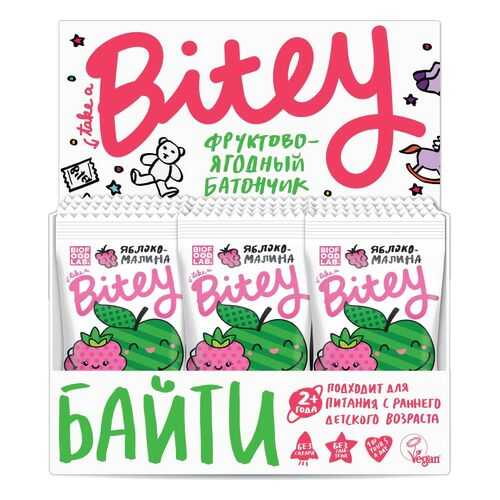 Батончик Bitey фруктово-ягодный яблоко-малина 25 г 30 штук в Слата