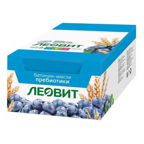 Батончик-мюсли Леовит с черникой и лютеином шоубокс 26 шт по 30 г в Слата
