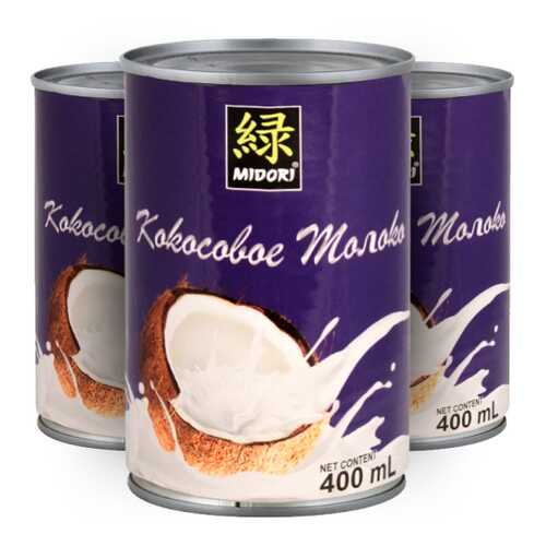 Кокосовое молоко MIDORI 18% 3х400 мл набор в Слата