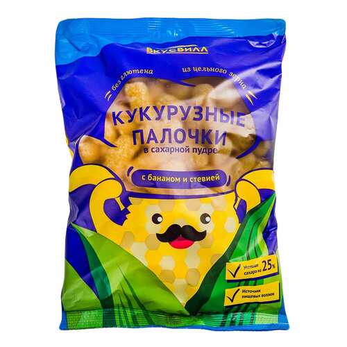 Палочки кукуруз. в сах.пудре с бананом и стев. 95 г в Слата