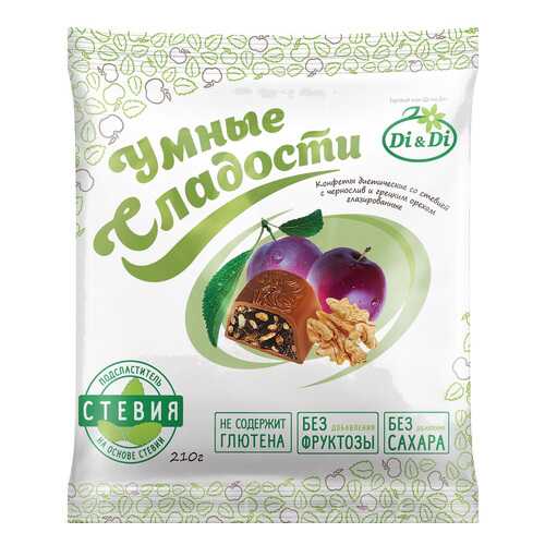 Конфеты со стевией Умные сладости с черносливом и грецким орехом глазированные 210 г в Слата