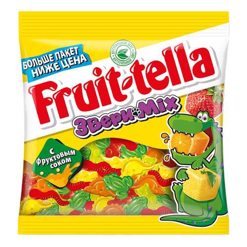 Мармелад Fruit-tella звери mix жевательный с натуральным фруктовым соком 150 г в Слата