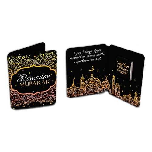 Шоколад Chokocat Ramadan Mubarak. Чёрно-золотая, молочный, мини-открытка, 5 гр в Слата