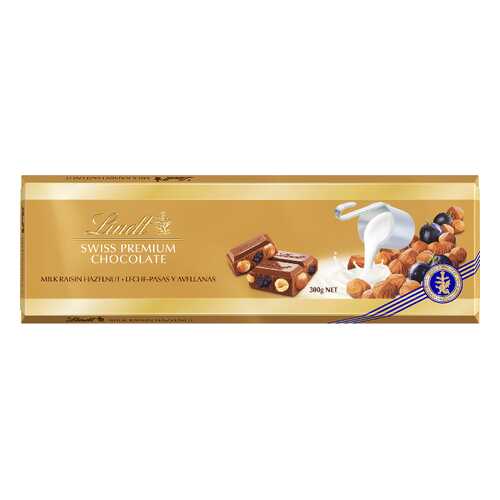 Шоколад молочный Lindt с изюмом и фундуком 10 шт по 300 г в Слата