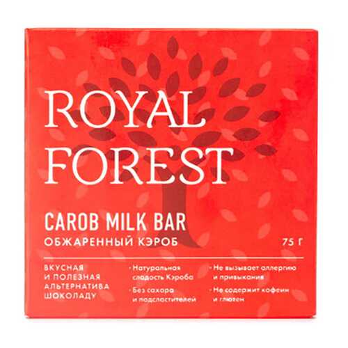 Шоколад Обжаренный кэроб Carob milk bar Royal Forest 75 г в Слата