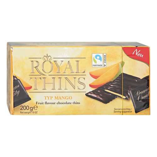 Шоколадные плитки Halloren Royal Thins темный cо вкусом манго 200г. в Слата