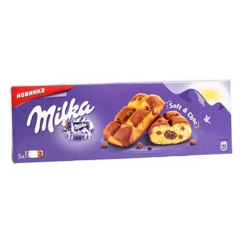 Пирожное бисквитное Milka с шоколадной начинкой 175 г в Слата