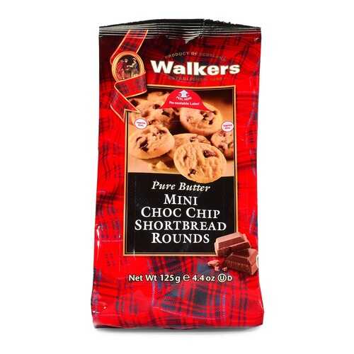 Мини-печенье Walkers Круглое и с шоколадной крошкой песочное 125 г Великобритания в Слата