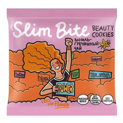 Печенье безглютеновое Slim Bite Beauty Cookies Ваниль-Гречишный чай (без сахара) 115г в Слата