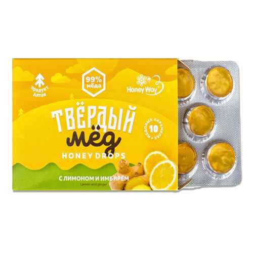 Карамель Твердый мед медовая с лимоном и имбирем 30 г в Слата