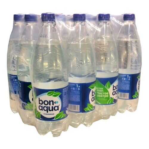 Вода Bonaqua чистая питьевая газированная 1 л 12 штук в упаковке в Слата