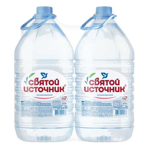 Вода питьевая Святой источник негазированная 5л/2 в Слата